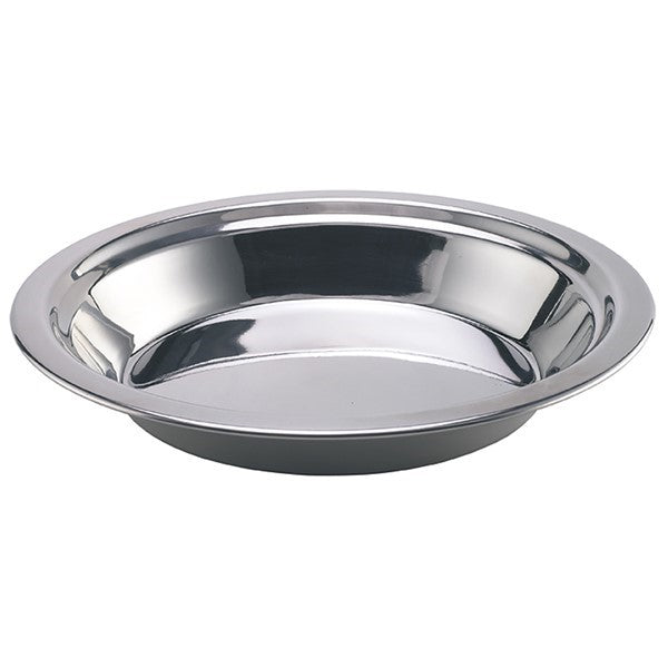 Laken Edelstahlteller 22cm, glänzender tiefer Teller mit breitem Rand, schräg von oben