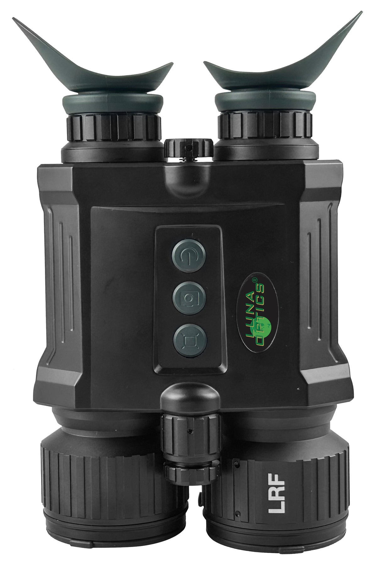 Luna Optics LN-QD-B50 PRO von oben gesehen mit Augenmuscheln, drei Tasten und dem Logo