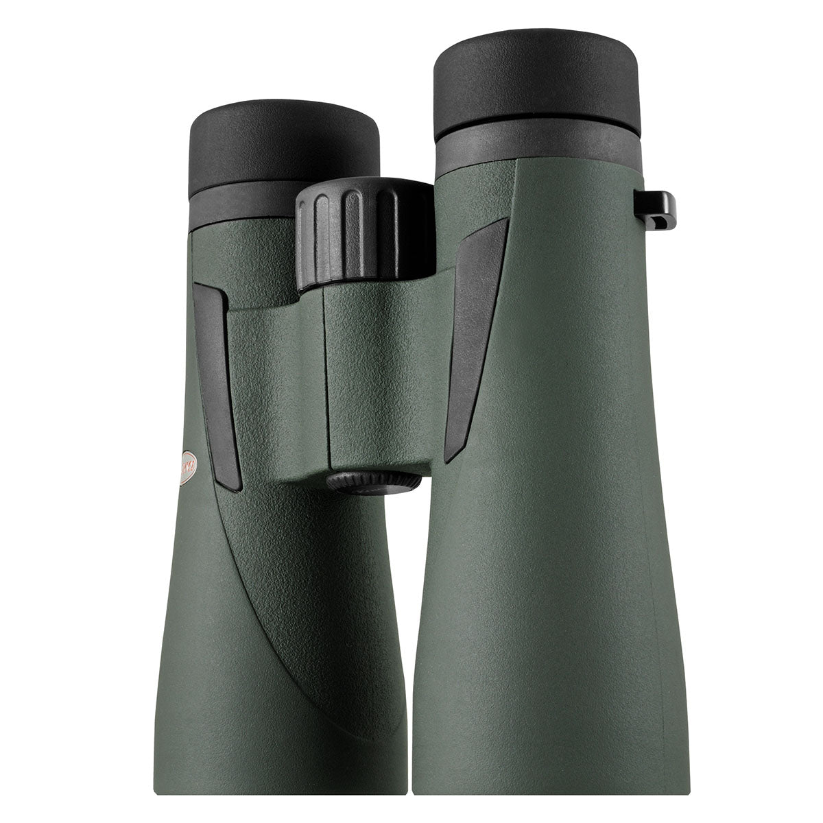 Kowa BDIII 10x50 XD schräg von der Seite mit Fokussierrad und langen grünen Tuben