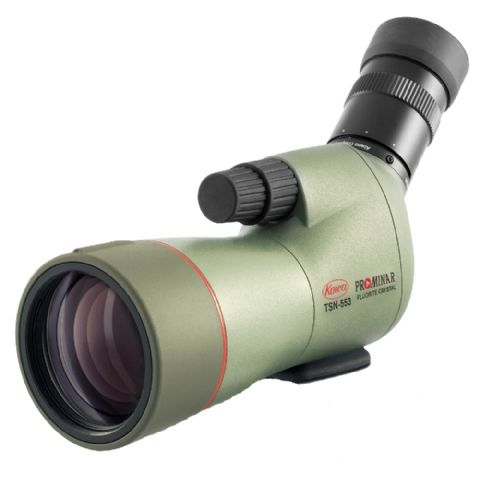 Kowa Kompaktspektiv TSN-553 in Grün mit schrägem Okular und großem Objektiv, von der Seite