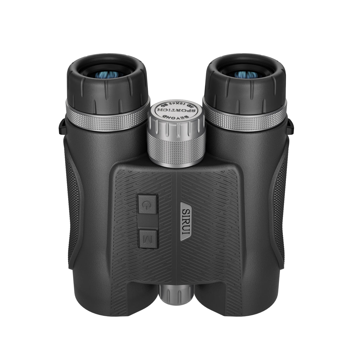 Sirui Sportich 10x42 Fernglas mit Entfernungsmesser schwarz, Oberseite mit zwei Tasten und Fokussierknopf