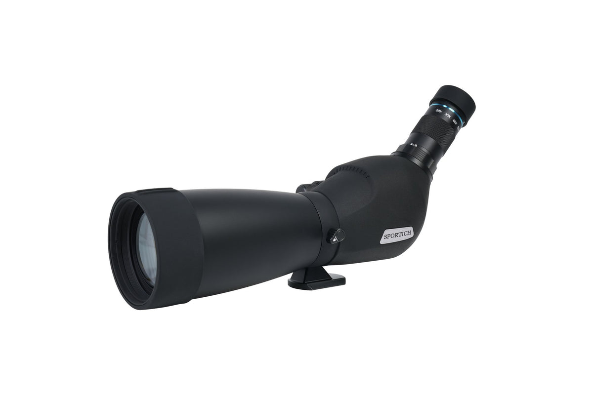 Sirui Sportich S6080A-BK Spektiv schräg von vorne mit der großen Objektivlinse