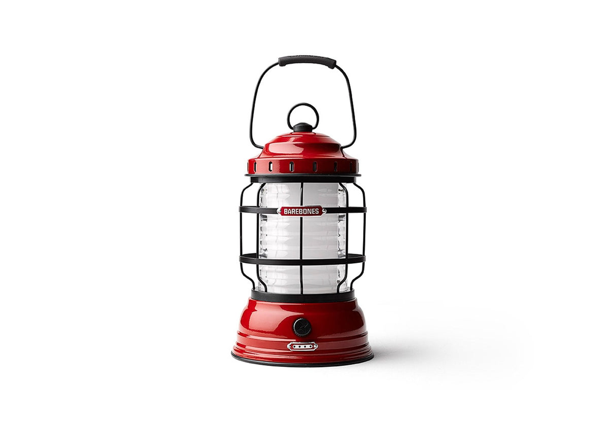 Barebones Forest Camping Lantern in Rot mit schwarzem Käfig und Tragebügel