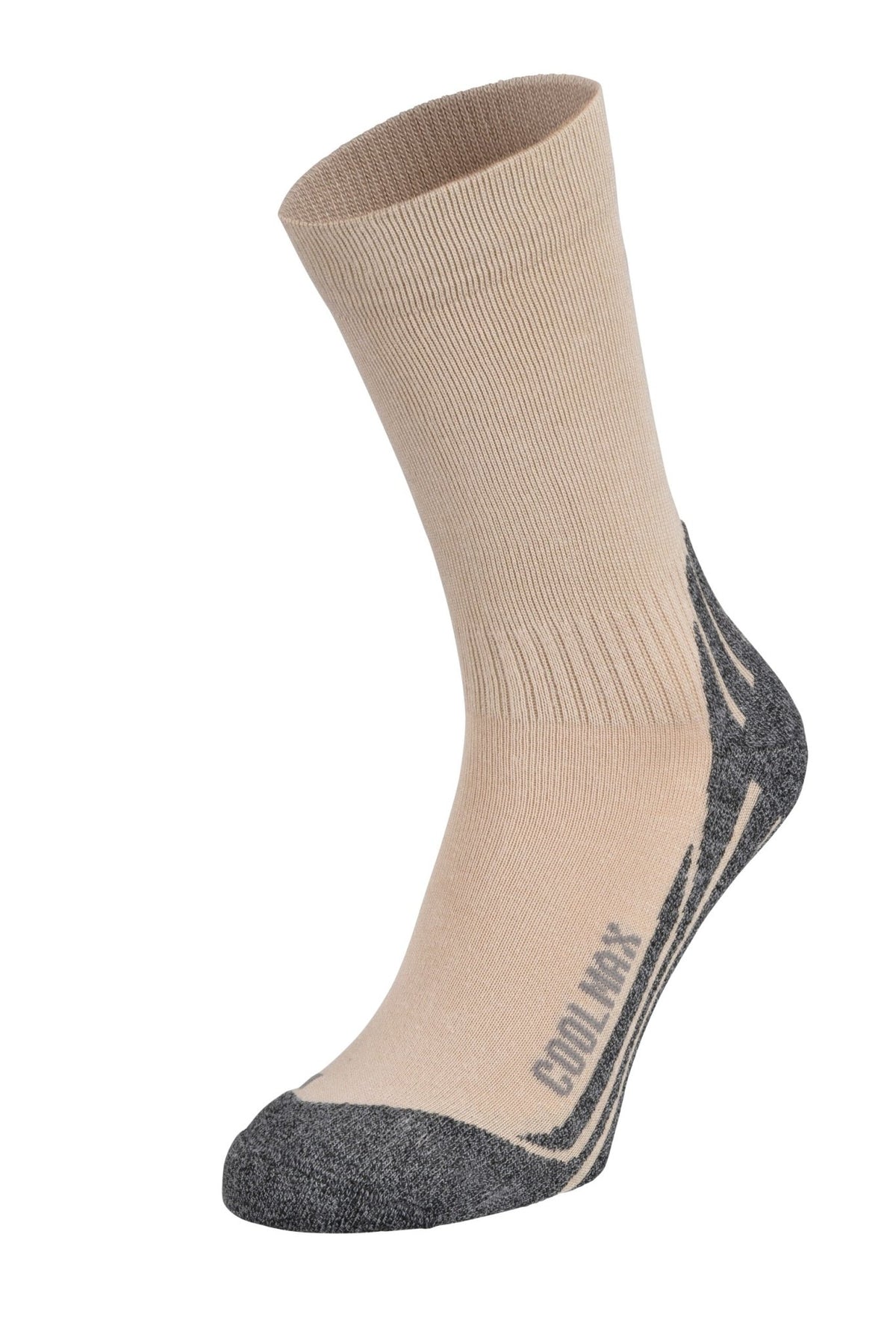 Care Plus Bugsox Traveller Socke in Beige mit grauer Ferse und Spitze, von der Seite