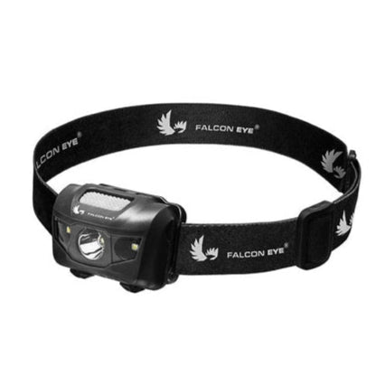 Falcon Eye Orion FHL0012 Stirnlampe in Schwarz mit schwarzem Kopfband mit Falcon Eye Logo