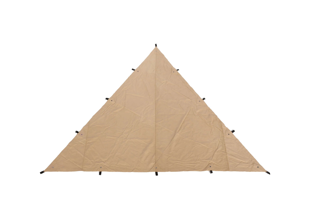 Heavy Duty All Purpose Shelter, dreieckiges sandfarbenes Tuch mit Schlaufen an den Rändern
