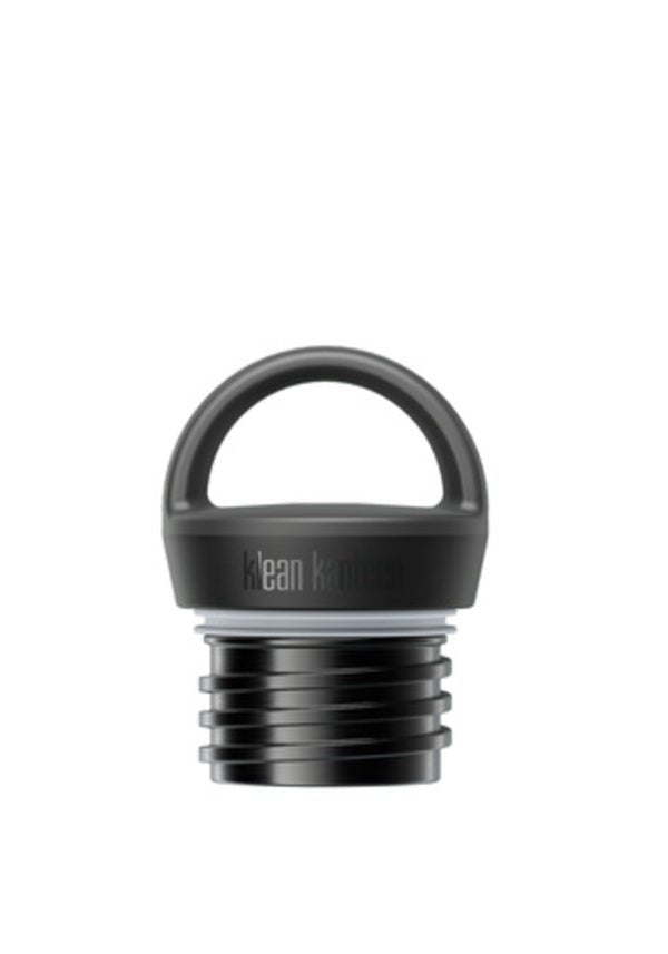 Klean Kanteen Arch Loop Cap, schwarzer Schraubdeckel mit Tragebügel, von der Seite