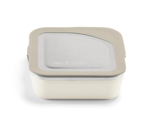 Klean Kanteen Lunch Box in Cremeweiß mit Metalldeckel und beigem Rand