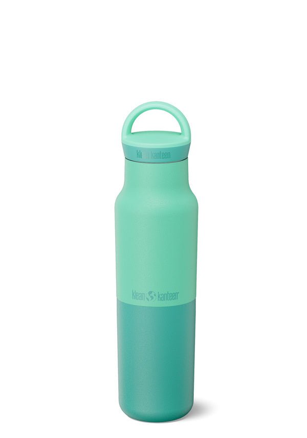 Klean Kanteen Rise Classic Wasserflasche in Mintgrün, zweifarbig mit Schlaufe am Deckel
