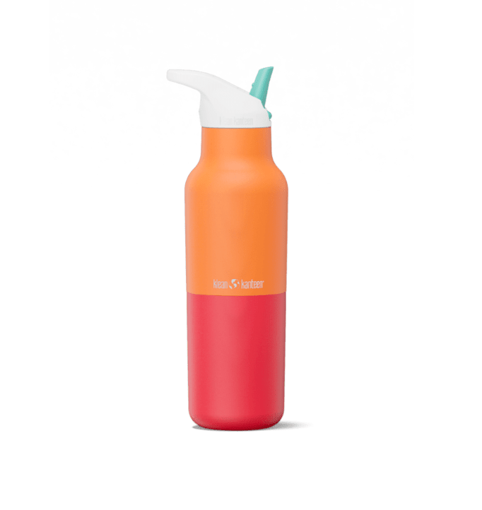 Klean Kanteen Rise Classic 473 ml Trinkflasche in Orange und Rot mit weißem Sportdeckel