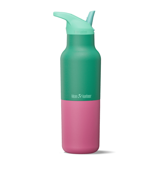 Klean Kanteen Rise Classic Kaleidoscope in Grün und Rosa mit mintgrünem Sportdeckel