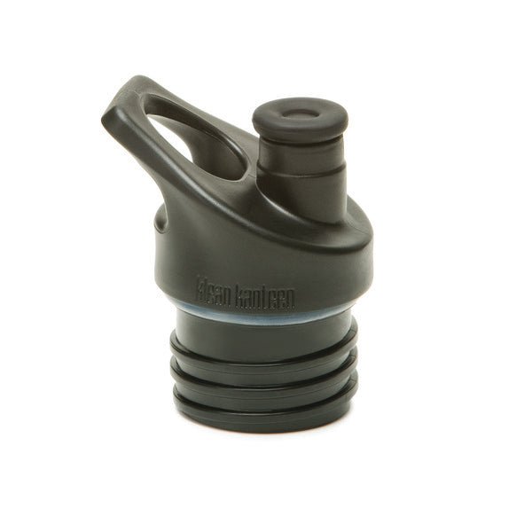 Klean Kanteen Sport Cap 3.0 in Schwarz mit Trageschlaufe, Trinkschnabel und Schraubgewinde