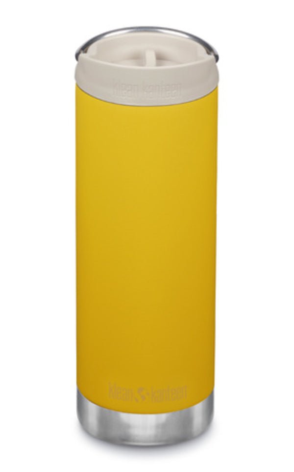 Klean Kanteen TKWide 473 ml in Gelb mit beigefarbener Café Cap