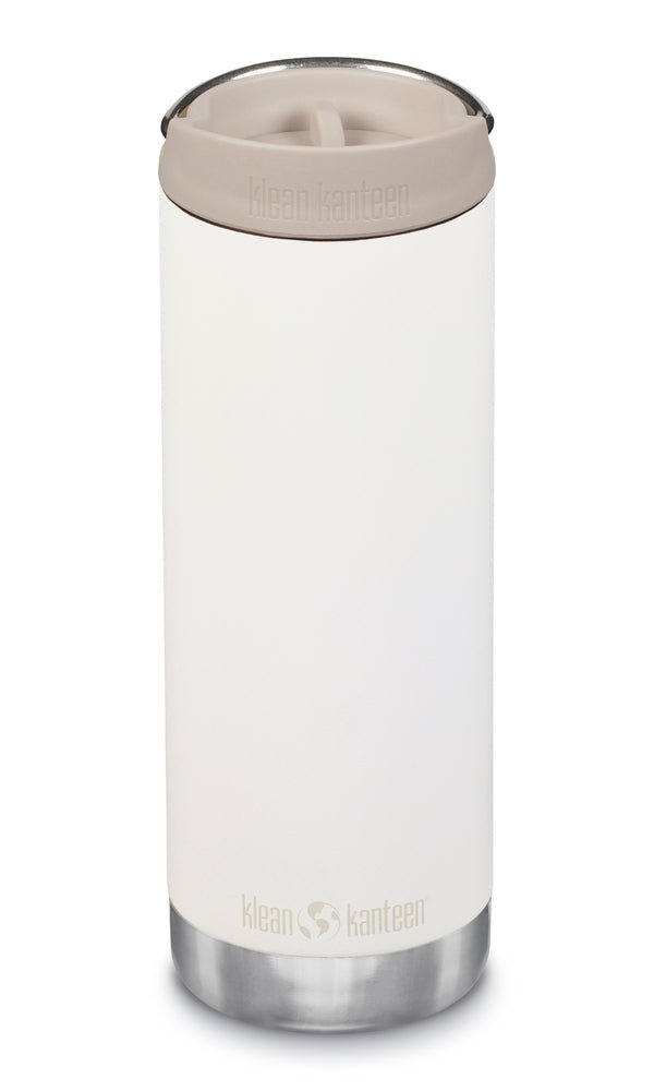 Klean Kanteen TKWide 473 ml mit Café Cap in Weiß mit beigefarbenem Deckel