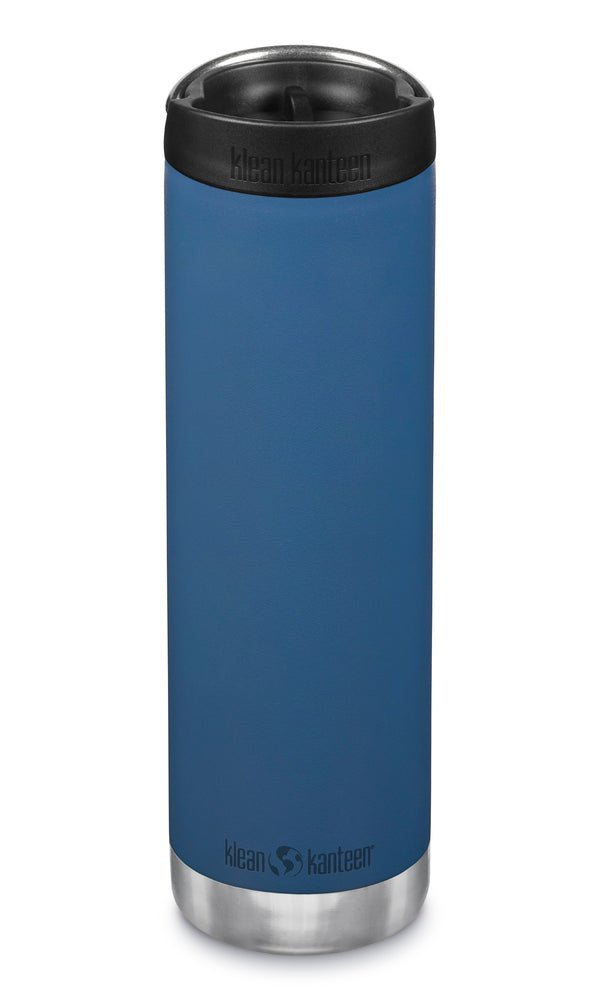 Klean Kanteen TKWide 592 ml in Blau mit schwarzer Café Cap und Logo unten