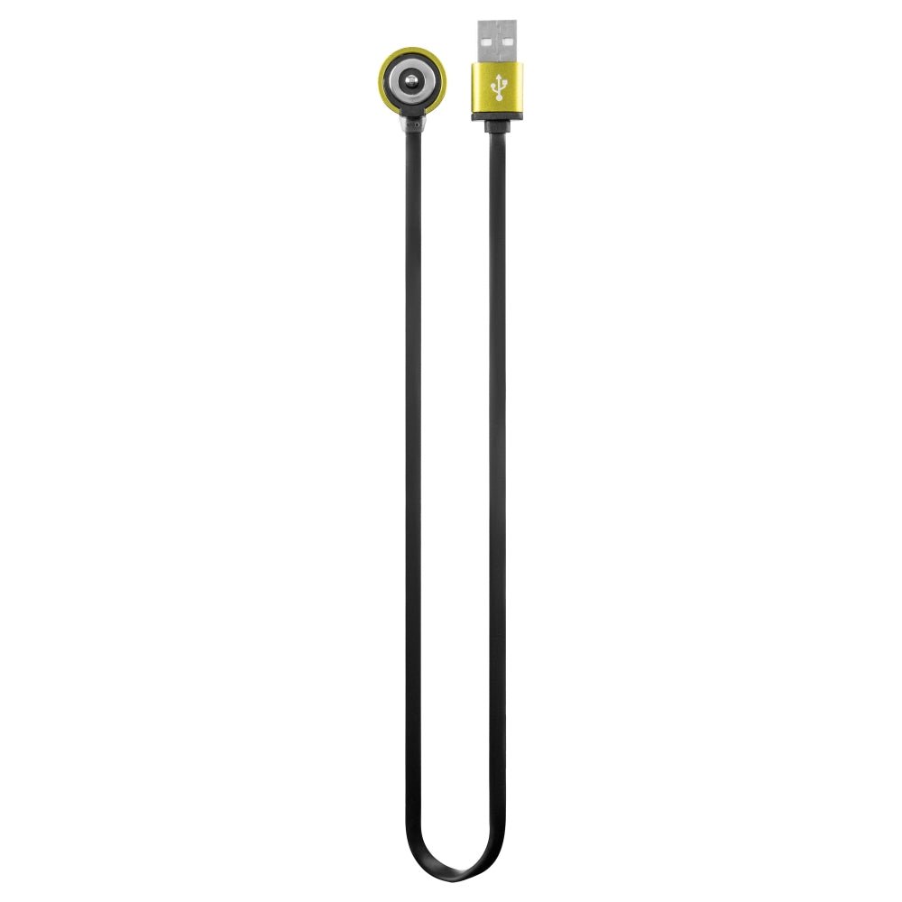 Mactronic Cyclope II schwarzes flaches Ladekabel mit USB-Stecker und rundem Ladekopf