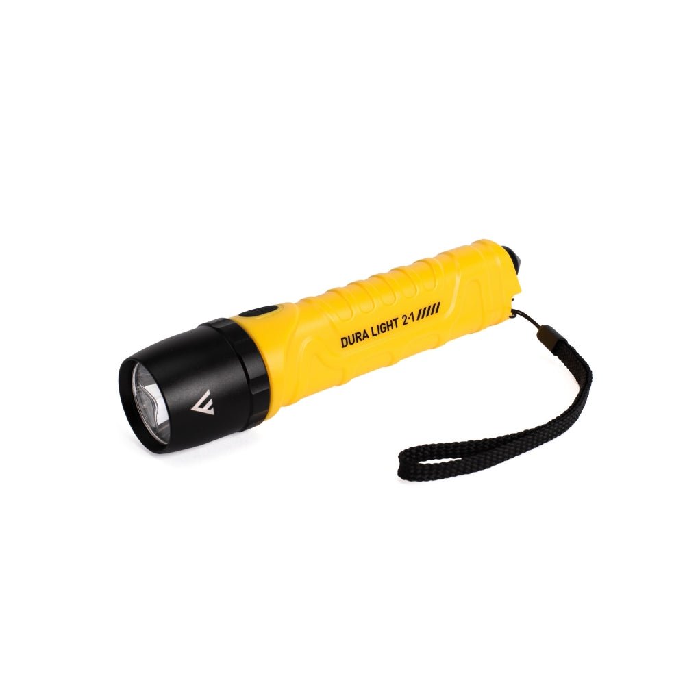 Mactronic Dura Light 2.1 Taschenlampe in Gelb mit schwarzem Lampenkopf und Handschlaufe