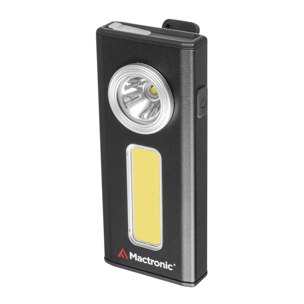 Mactronic Flagger 650 schräg von vorne mit dem Seitenknopf und dem Clip oben