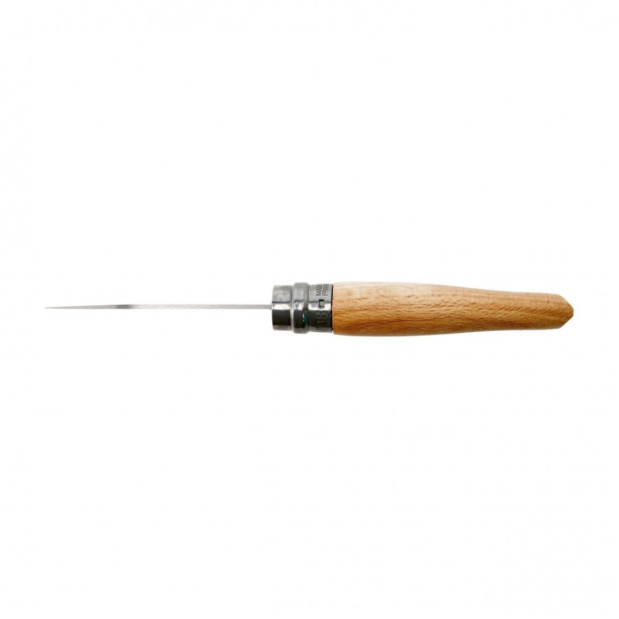 Opinel N°08 Gartenmesser von oben gesehen, mit dünner Klinge und Holzgriff