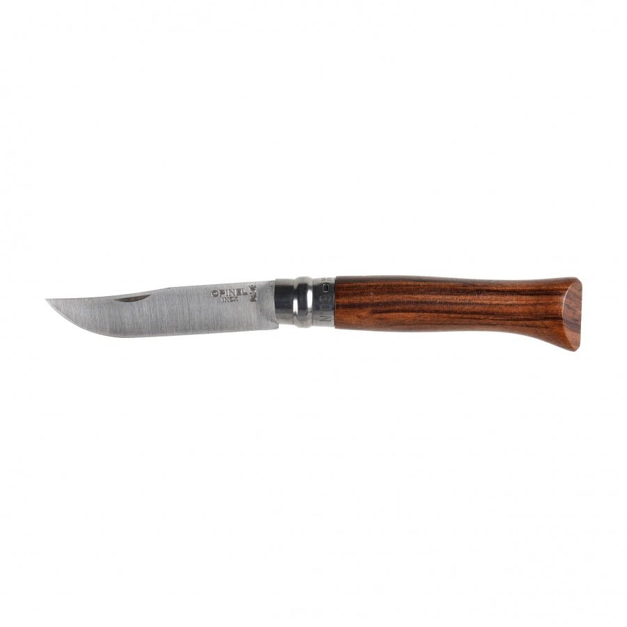 Opinel N°09 Inox aufgeklappt, mit dunkelbraunem Holzgriff