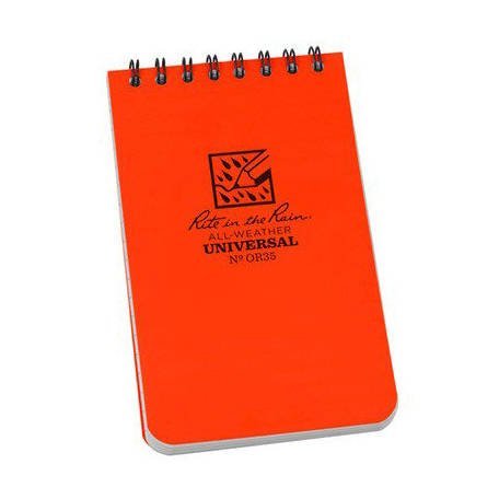 Rite in the Rain Spiralnotizbuch in leuchtendem Orange, Umschlag mit dem Text Universal