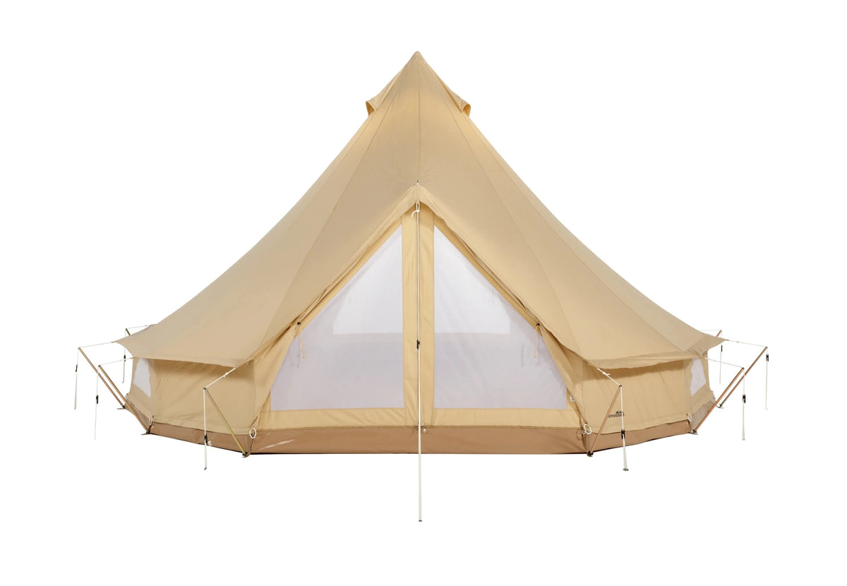 CanvasCamp Sibley ProTech 500 DD mit offener Tür und Netz im Eingang und in der unteren Wand