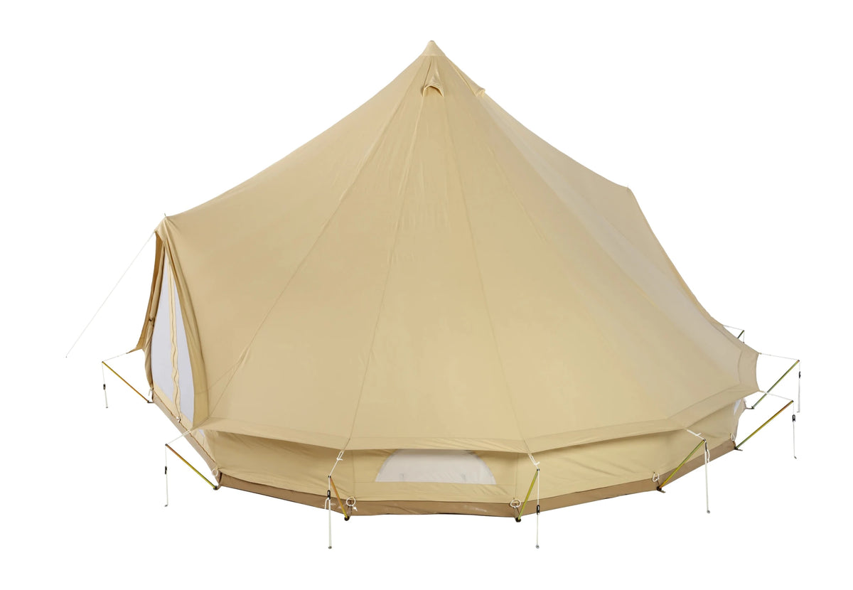 CanvasCamp Sibley ProTech 600 DD von der Seite mit Netz in der zweiten Tür und einem Fenster