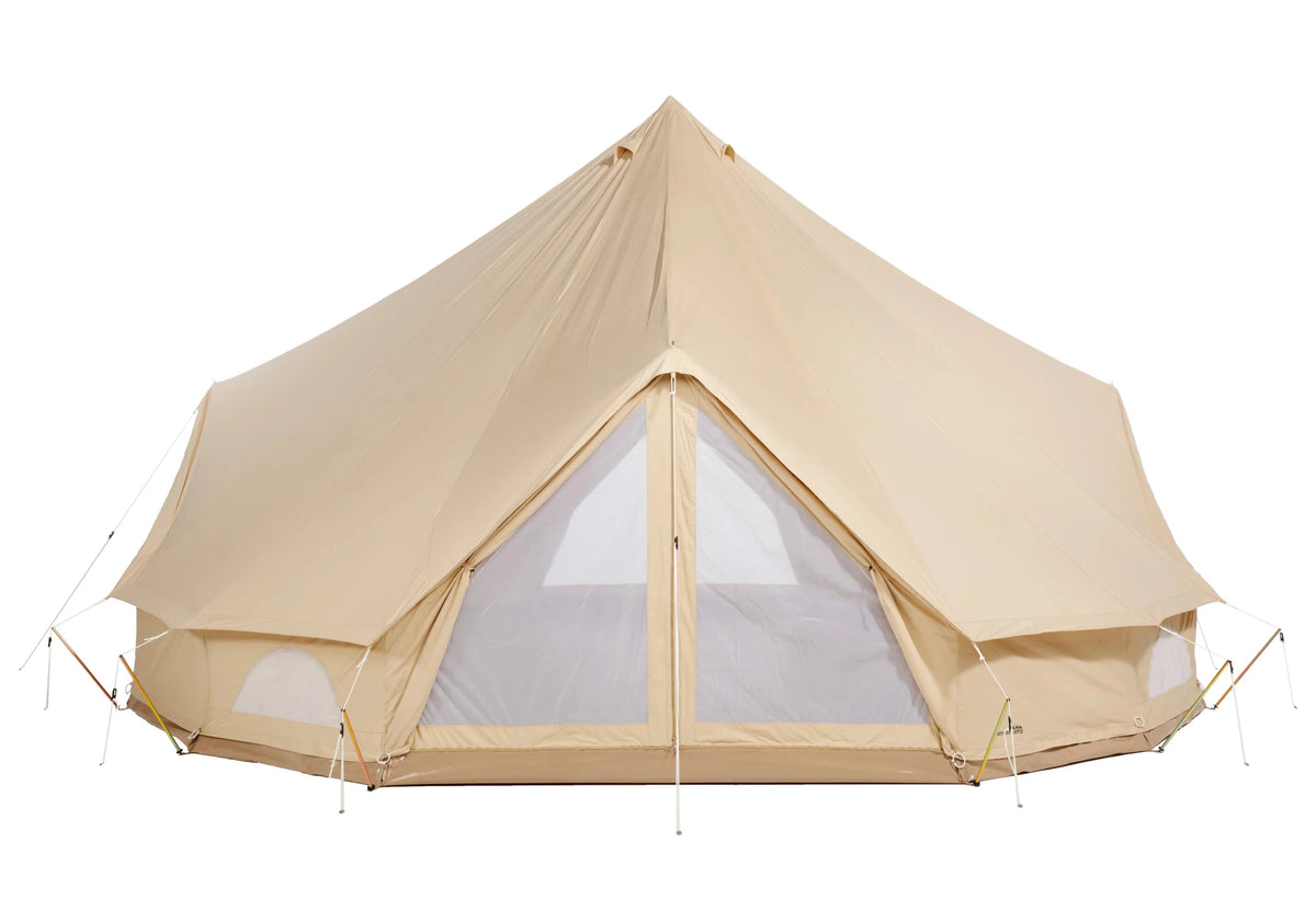 CanvasCamp Sibley ProTech 700 QD von vorne mit offener Tür und geschlossener Netztür