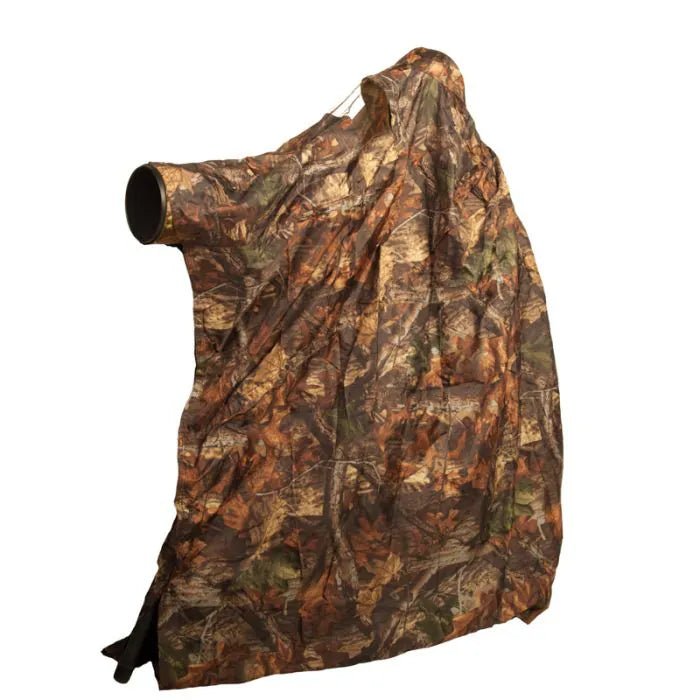 Stealth Gear Bag Hide Tarntuch mit braunem Blattmuster und einer Hülle für das Objektiv