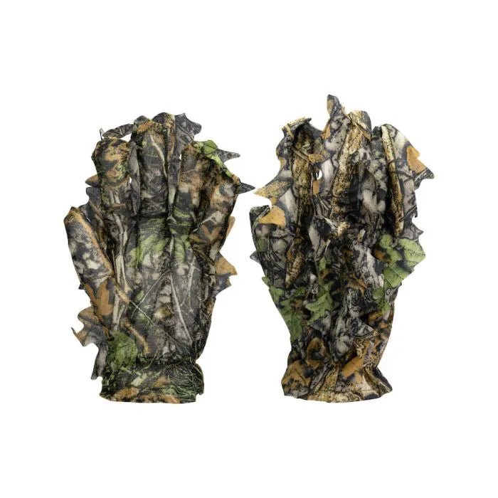 Stealth Gear Camouflage Handschuhe, ein Paar in Blatttarnung mit losen Blättern