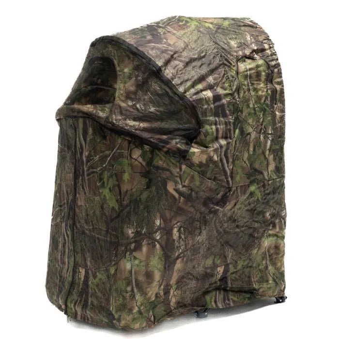 Stealth Gear Einmann-Stuhl Hide M2 in grüner Blatttarnung mit überhängender Haube