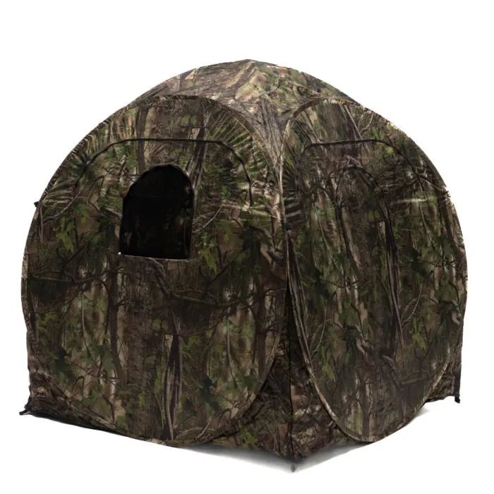 Stealth Gear Tarnzelt Square mit grünem Waldmuster und einem Sichtfenster an der Vorderseite
