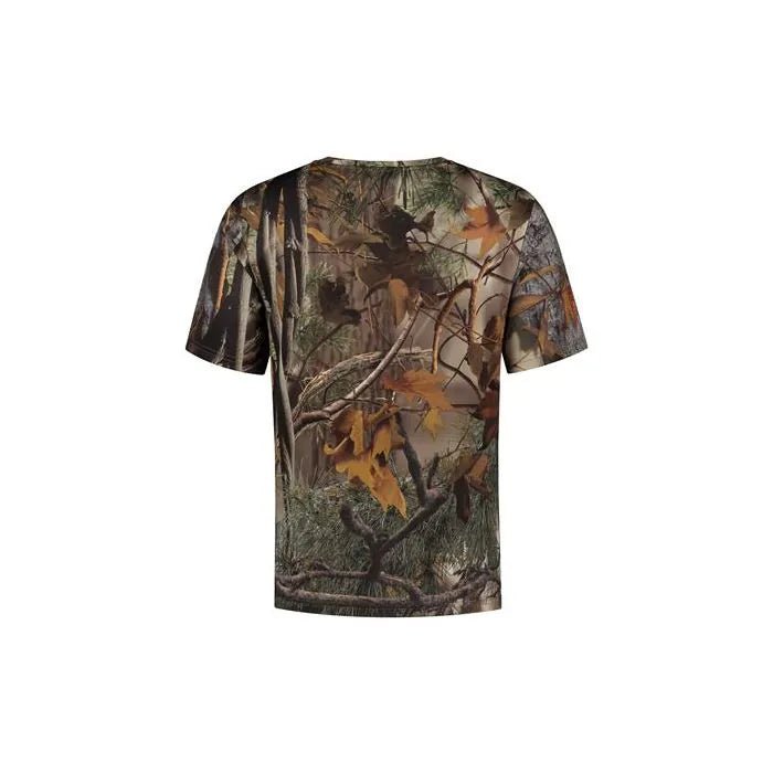 Stealth Gear T-Shirt Camo Waldmuster von hinten mit braunen und orangen Blättern