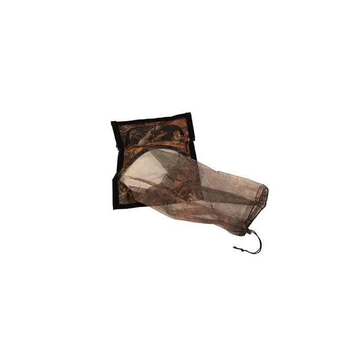 Stealth Gear Teleobjektiv-Tarnbezug mit aufgefaltetem Tarnnetz und kleinem Kordelzug
