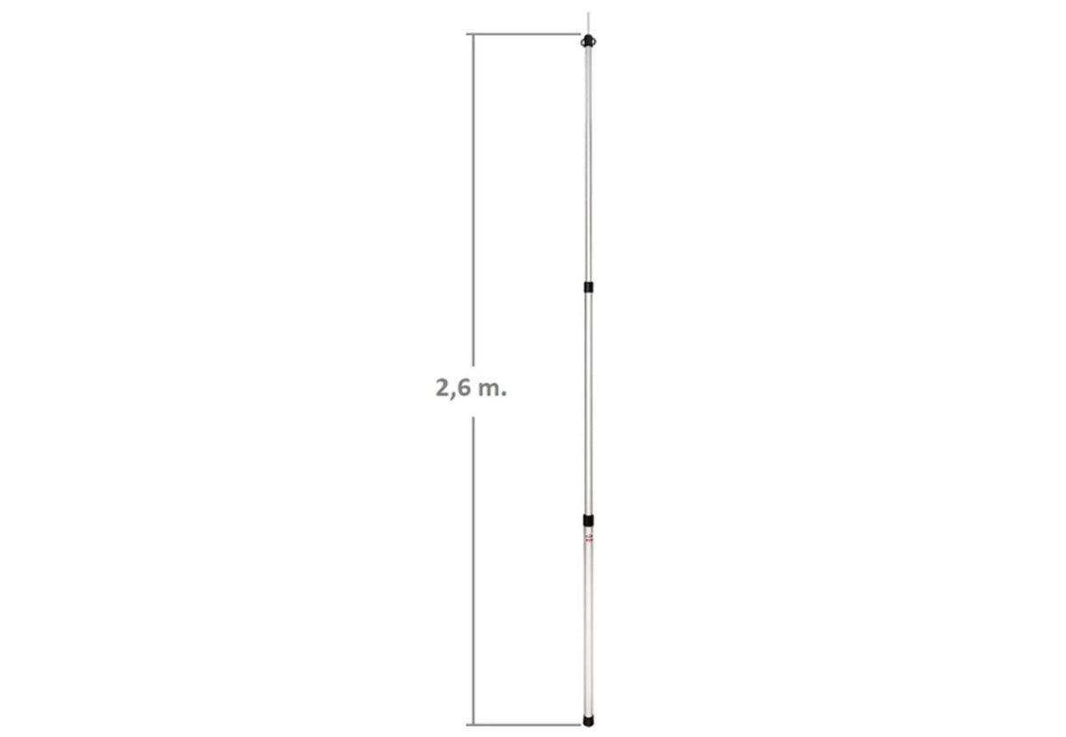 CanvasCamp teleskopische Tarpstange ausgezogen, Zeichnung mit dem Maß 2,6 m