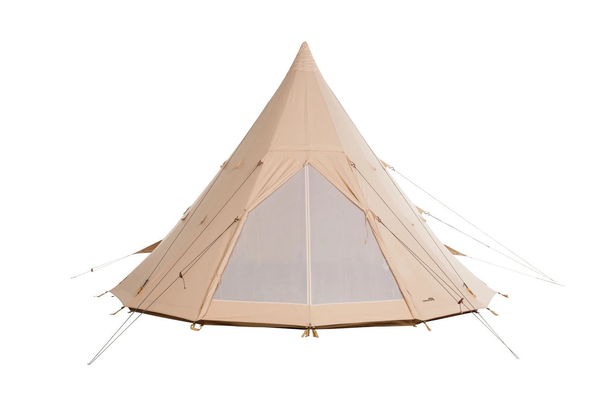 CanvasCamp Traveller 400 Tipi mit geschlossenem Moskitonetz in der Türöffnung