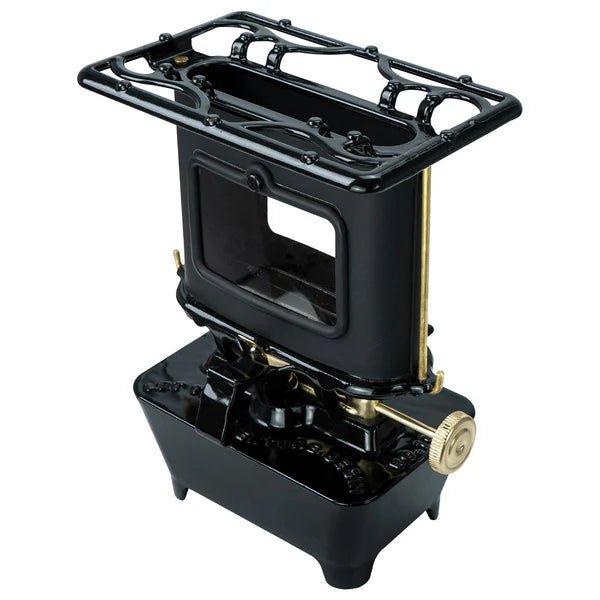 Winnerwell Iron Camping Cooker Stove, schwarzer Petroleumofen mit Kochrost, Sichtfenster und Messingknopf