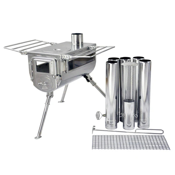 Winnerwell Woodlander Double View als komplettes Set mit Ofen, Rohren, Rost und Haken