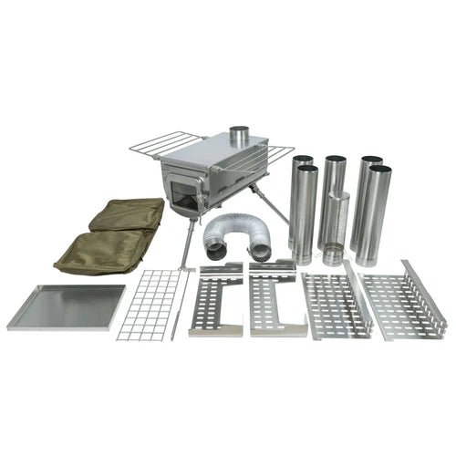 Winnerwell Woodlander Sauna Stove als Komplettset mit Rohren, Rosten, Korbteilen und Taschen