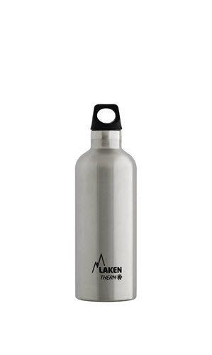 Laken Thermosflasche Futura in mittlerer Größe mit schwarzem Deckel mit runder Schlaufe
