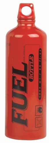 Laken Brennstoffflasche Rot in einer längeren Ausführung mit roter Kappe und Aufschrift Fuel Bottle