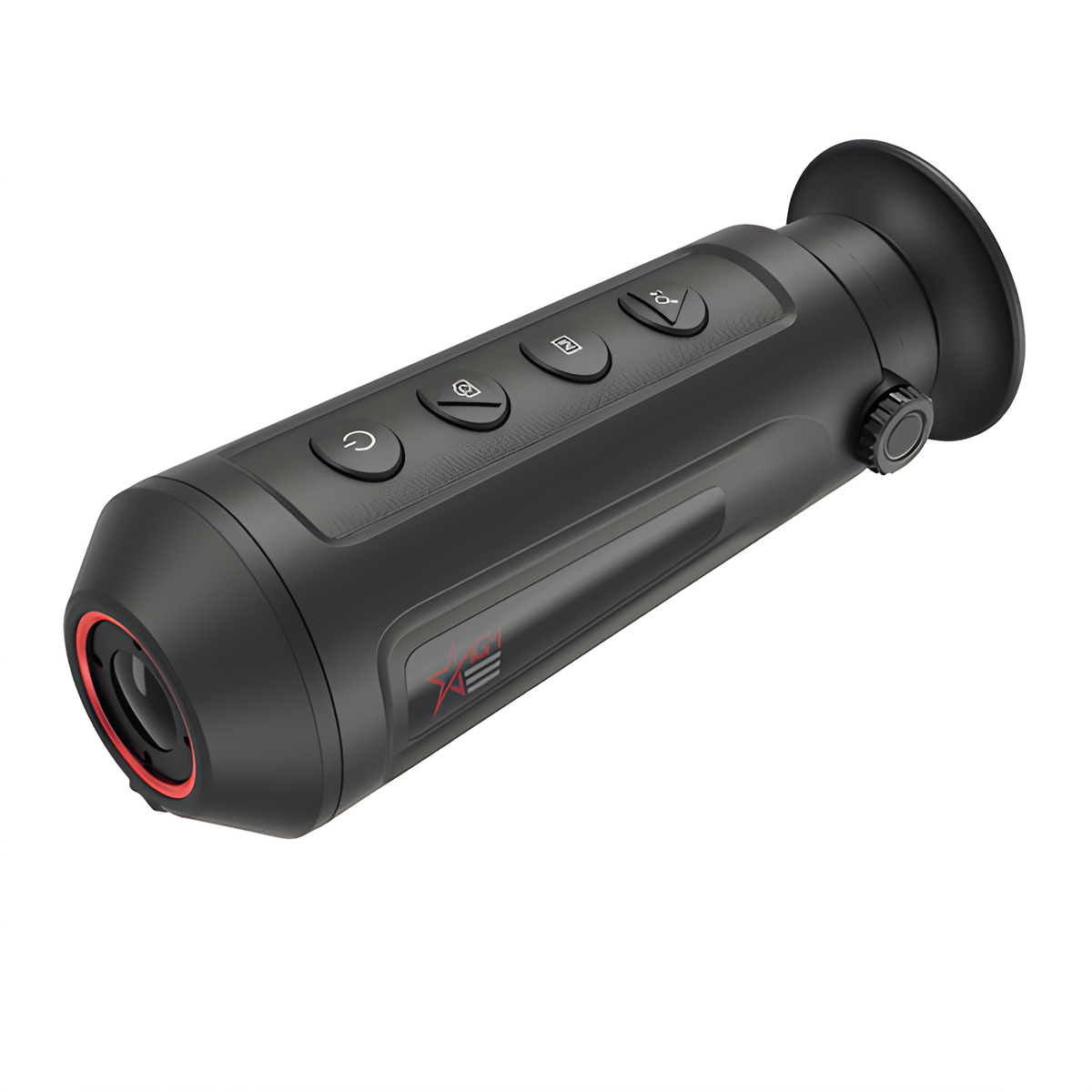AGM Taipan TM15-384 Wärmebildkamera in Schwarz mit rotem Ring um die Linse und Knöpfen oben
