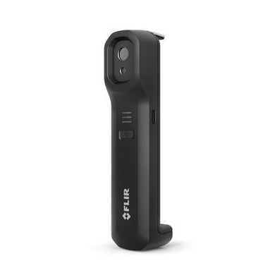 FLIR ONE Edge Pro Wärmebildkamera in Schwarz, stehend mit Objektiv oben und Logo an der Seite