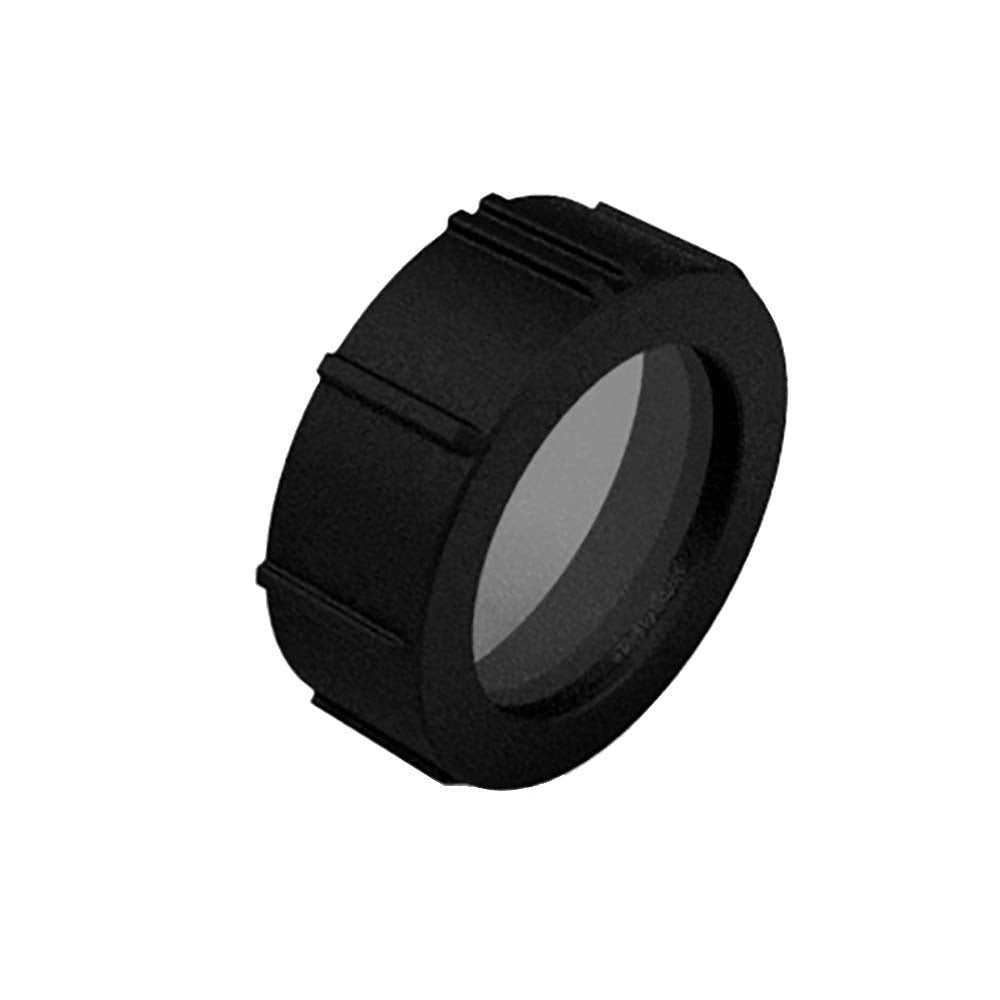 SiOnyx Objektiv-Schutzlinse, schwarzer Ring mit geriffeltem Rand und klarem Glas, schräg gesehen