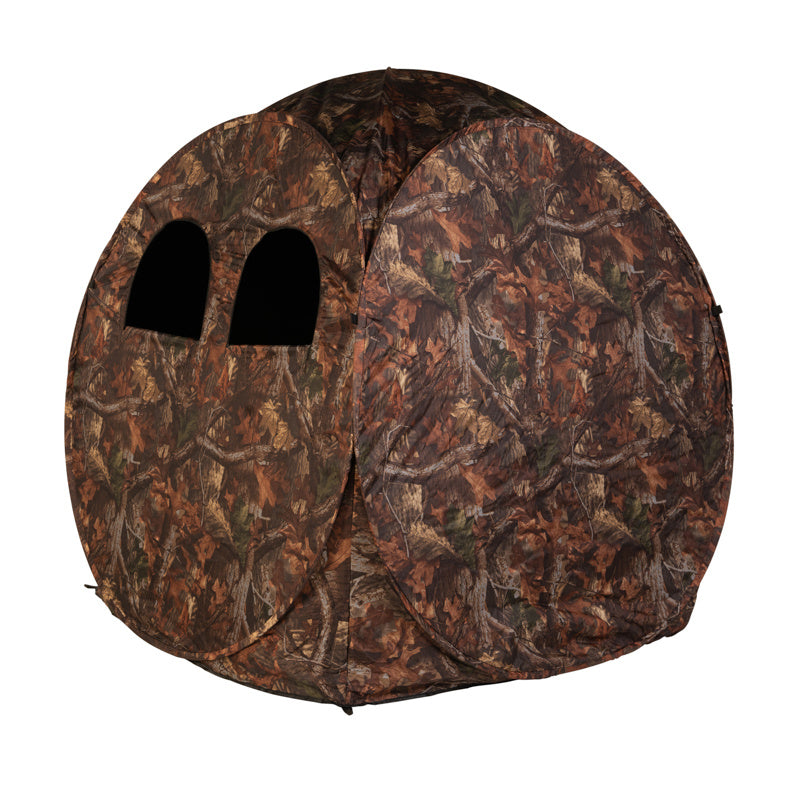 Stealth Gear Two Man Square Hide, Tarnzelt in Blatttarnung mit zwei offenen Sichtfenstern