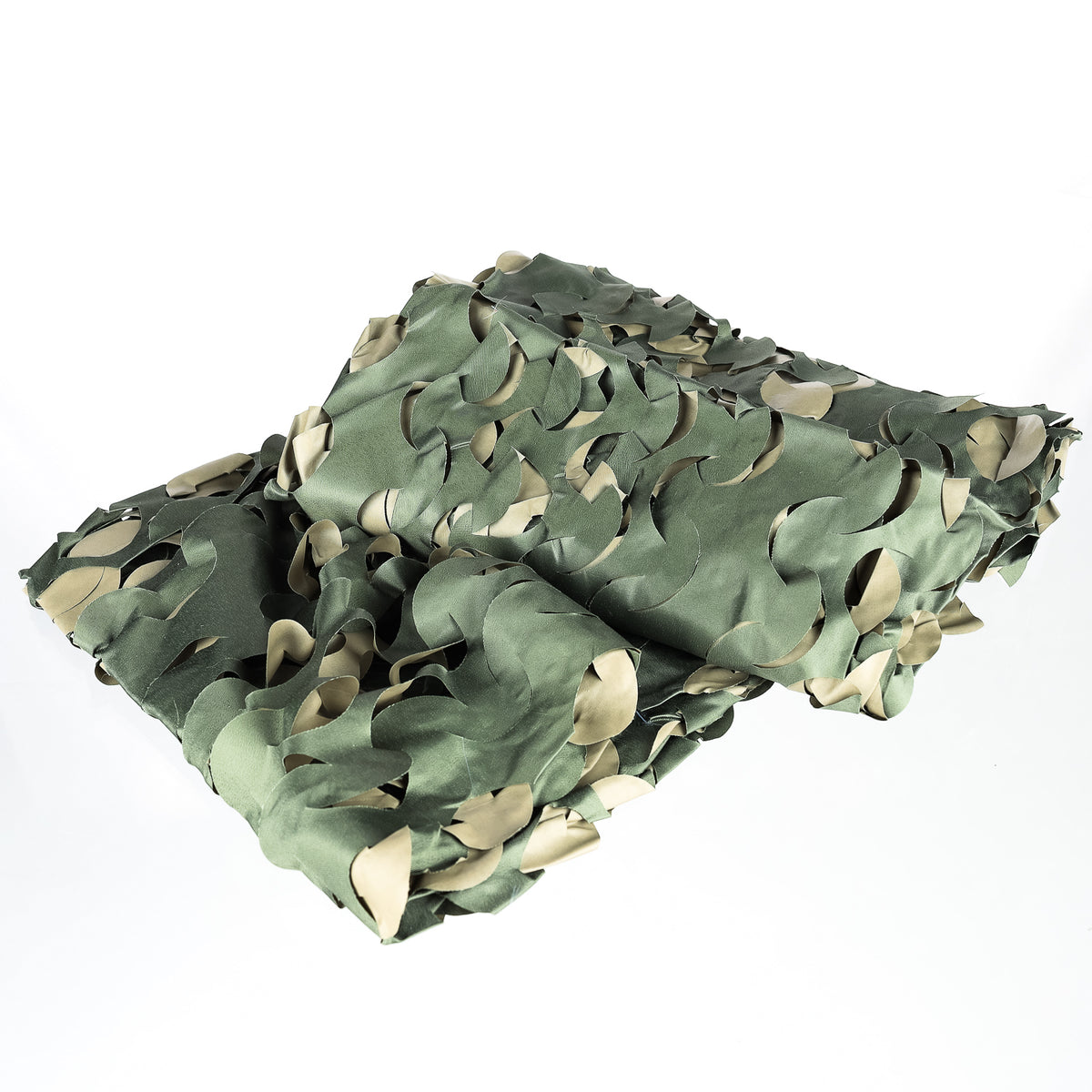 Buteo 3D Leafs Tarnnetz Grün von der Seite, Lagen aus olivgrünen und beigen Blättern