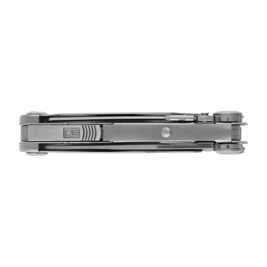 Bibury Pro Multitool zusammengeklappt, von der Seite mit dem Verriegelungsknopf