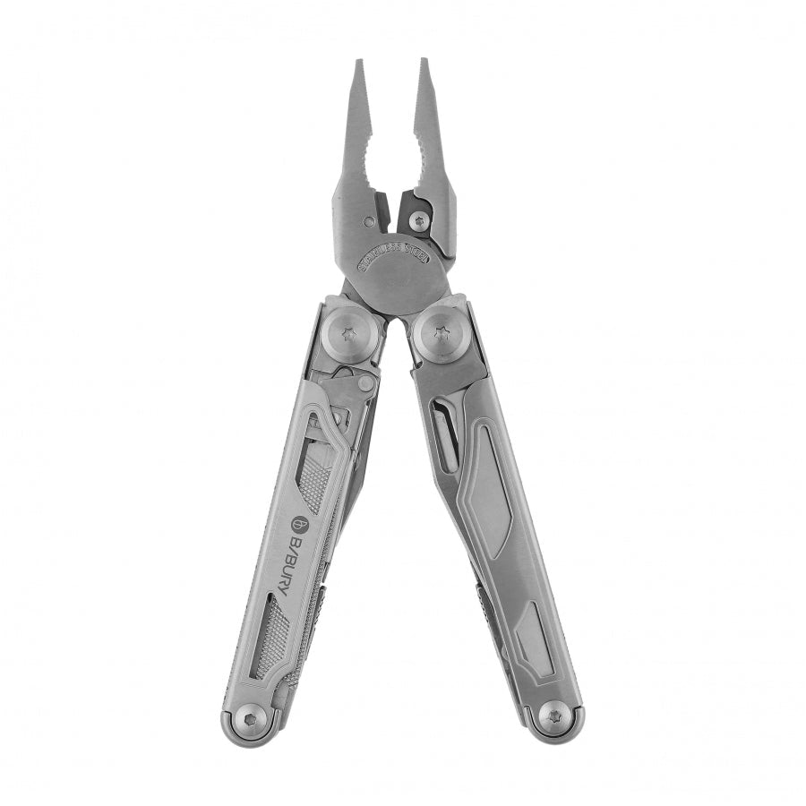 Bibury Pro Multitool mit ausgeklappter Zange und geöffneten Griffen