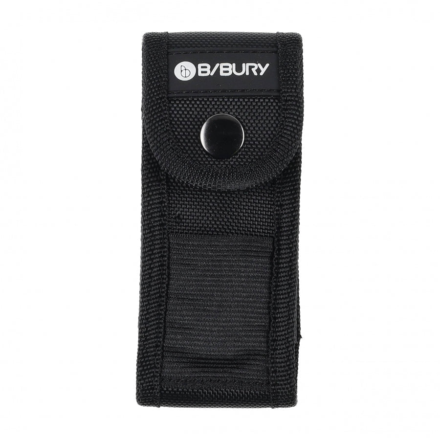 Bibury Pro Multitool schwarzes Nylonholster mit Druckknopf und Logo, Vorderseite