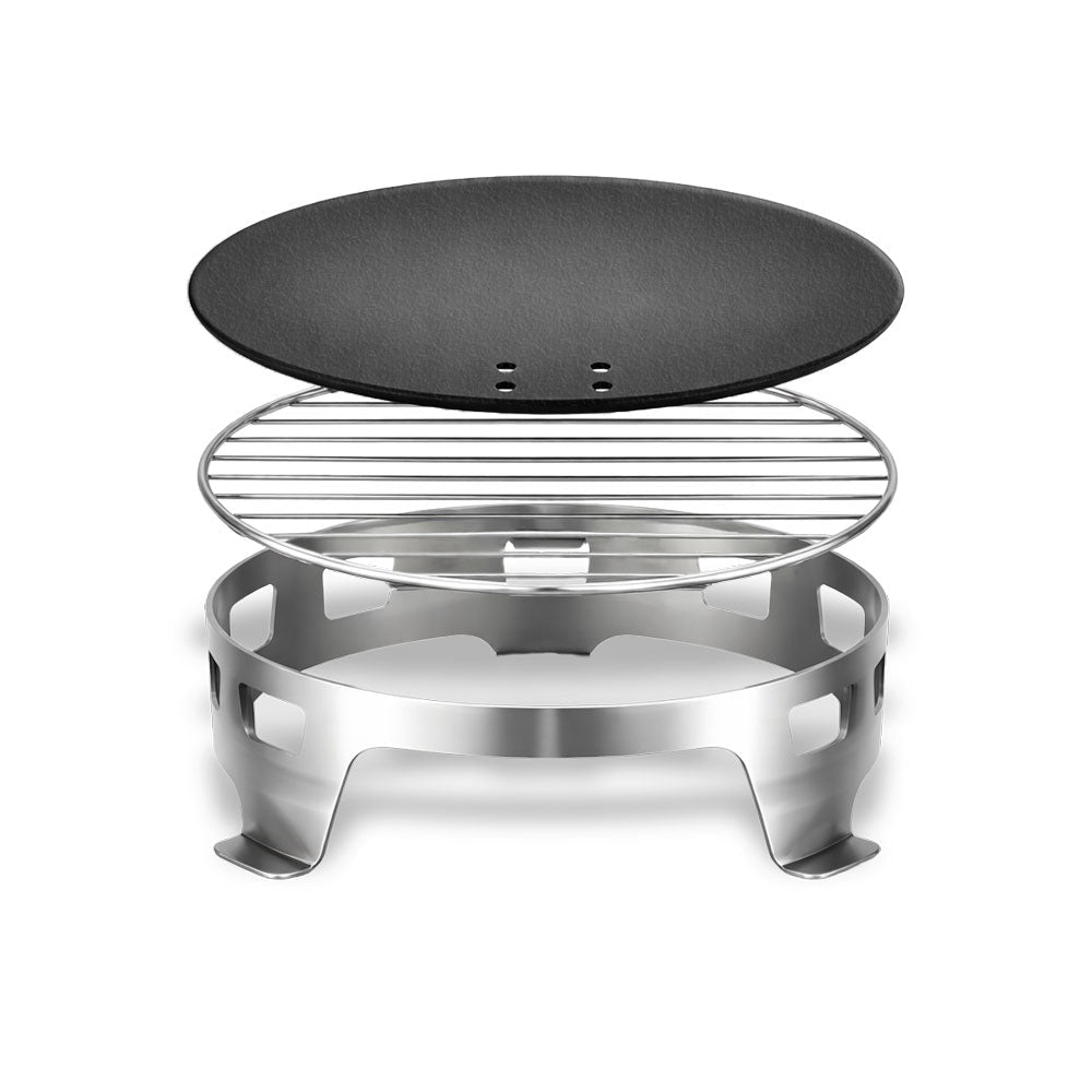 Broer Outdoor Vortex Grillset mit schwarzer Backplatte, Grillrost und Erhöhungsring